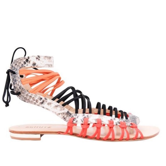 Schutz Agathe Snakeskin Gladiator Sandals 8.5 Multicolor - Picture 2 of 7